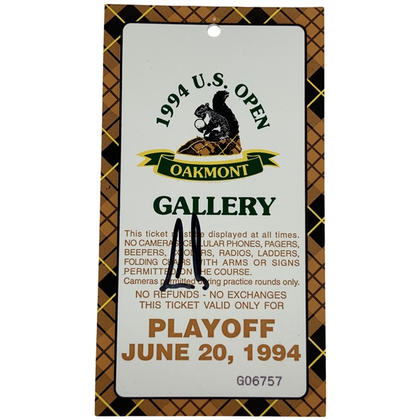 1994 U.S. Open Championship Oakmont Country Club Gallery Ticket for June 20 Playoff Round