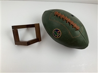 Masters Tournament Links and Kings Premium Leather Football with Wood Display Stand
