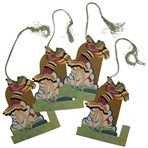 A Set of Four Art Deco Golfing Theme Bridge Tally Cards