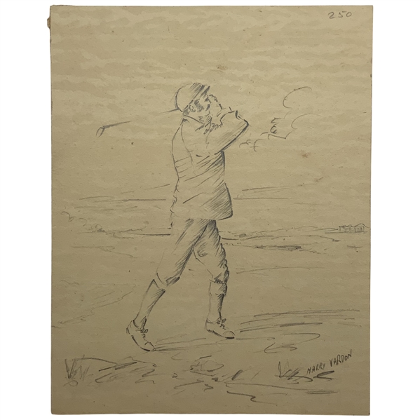 Harry Vardon, Graphite Drawing of a Golfer