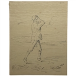 Harry Vardon, Graphite Drawing of a Golfer