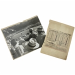 A Trio of Bobby Locke Amateur Golf Ephemera Including Annotated Scorecard and Original Photograph circa 1934-1935