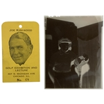 Two Joe Kirkwood Golf Memorabilia Items Including Exhibition Tag and Large Format Negative