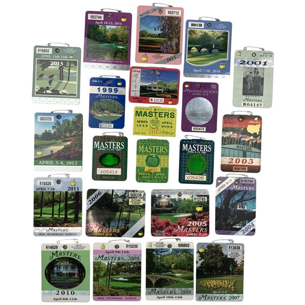 A Collection of Twenty-Two Augusta National Masters Tournament Series Badges 1969-2016