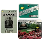 Three Masters Tournament Series Admission Badges (1997, 2001, 2005) Tiger Wins!