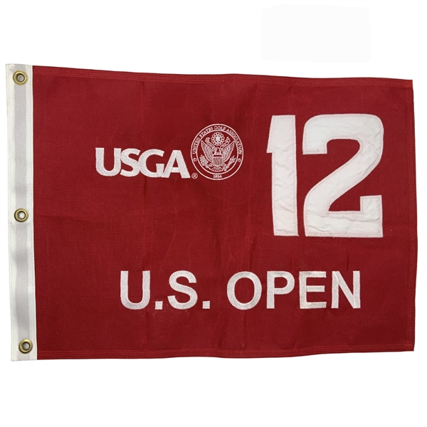 U.S. Open USGA Game Used Red Embroidered Golf Flag Hole #12 