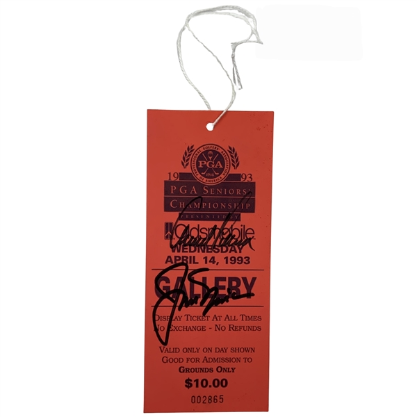 Palmer & Nicklaus Signed 1993 PGA Seniors Championship Gallery Ticket JSA #CR84552