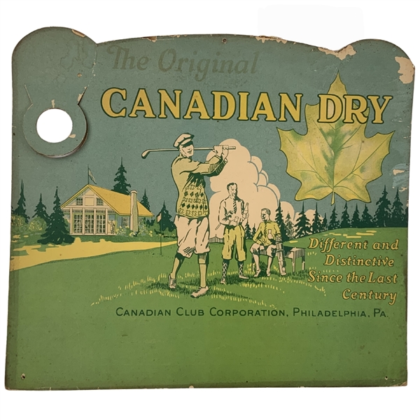 Circa 1910-25 The Original Canadian Dry “Die-Cut Cardboard” Golf Advertising Sign