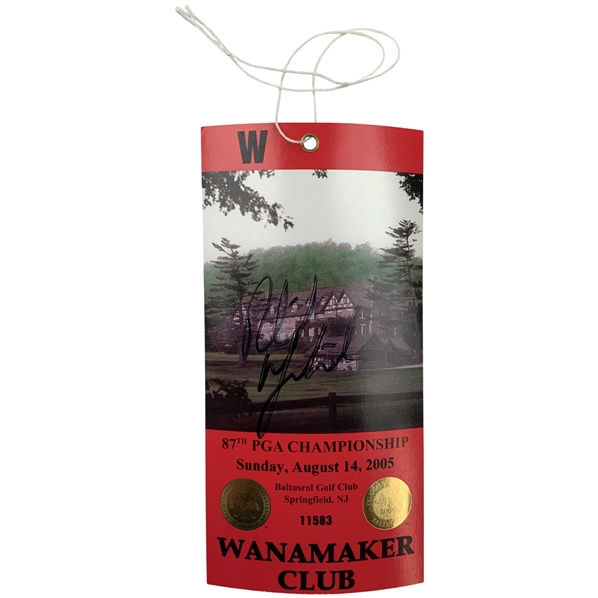 Phil Mickelson Signed 2005 PGA Championship Wanamaker Club Admission Ticket JSA ALOA