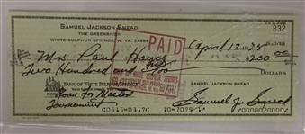 Two Sam Snead Signed Personal Checks Including One to Billy Casper and One PSA DNA Mint 9 JSA ALOA
