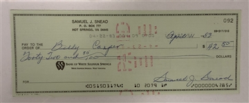 Two Sam Snead Signed Personal Checks Including One to Billy Casper and One PSA DNA Mint 9 JSA ALOA