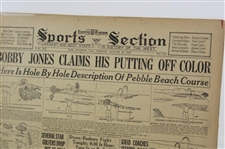 1929 Newspaper Sports Section Bobby Jones at Pebble Beach