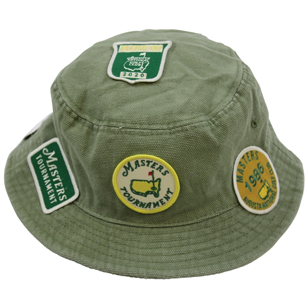 2020 Masters Tournament Patches Collage Olive Bucket Hat - Size L/XL