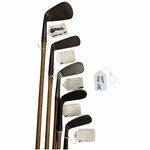 Set of Eight Antique Hickory Shaft Golf Clubs Including Banner and Burke Maker Marks