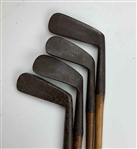 Set of Eight Antique Hickory Shaft Golf Clubs Including Banner and Burke Maker Marks