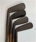 Set of Eight Antique Hickory Shaft Golf Clubs Including Banner and Burke Maker Marks