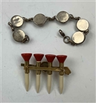 Two Vintage Golf Themed Jewelry Items Including an Ecclia Sterling Silver Bracelet and a The Reddy Tee Brooch