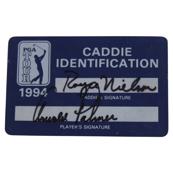 Arnold Palmer Signed 1994 PGA Tour Player Caddie ID Card - Nielson Collection