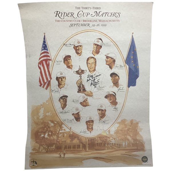 Ben Crenshaw Signed 1999 U.S. Ryder Cup Team Commemorative Poster - Jeff Rose Collection JSA ALOA