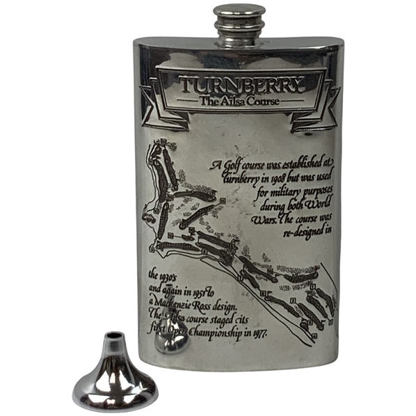 English Pewter Turnberry The Ailsa Course Hip Flask Set