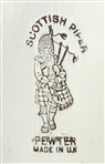 Royal Troon Golf Club Scottish Piper Pewter Hip Flask with Funnel and Presentation Box