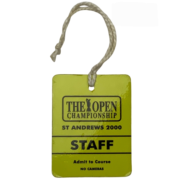 2000 Open Championship at St. Andrews Staff Badge - Tiger Woods Grand Slam