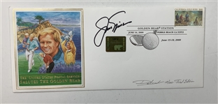 Two Autographed Golf Memorabilia Items Featuring Jack Nicklaus and Arnold Palmer JSA ALOA