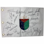 Multi-Signed World Golf Hall of Fame Souvenir Pin Flag JSA ALOA