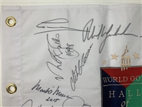Multi-Signed World Golf Hall of Fame Souvenir Pin Flag JSA ALOA