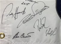 Multi-Signed World Golf Hall of Fame Souvenir Pin Flag JSA ALOA