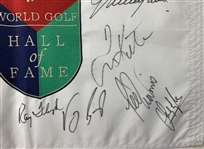 Multi-Signed World Golf Hall of Fame Souvenir Pin Flag JSA ALOA