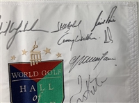 Multi-Signed World Golf Hall of Fame Souvenir Pin Flag JSA ALOA