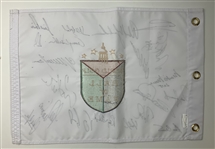 Multi-Signed World Golf Hall of Fame Souvenir Pin Flag JSA ALOA