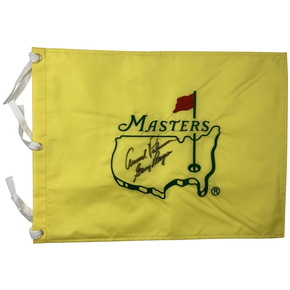 Arnold Palmer & Gary Player Signed Undated Masters Tournament Embroidered Flag JSA ALOA