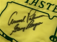 Arnold Palmer & Gary Player Signed Undated Masters Tournament Embroidered Flag JSA ALOA