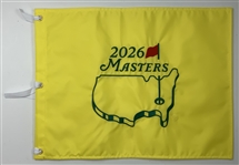 Two 2026 Masters Tournament Commemorative Items Including Embroidered Pin Flag and Spectator Badge