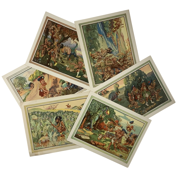 Walter R. Duff, A Set of Six 1925 Imperial Tobacco Perils of Early Golf Chromolithographs