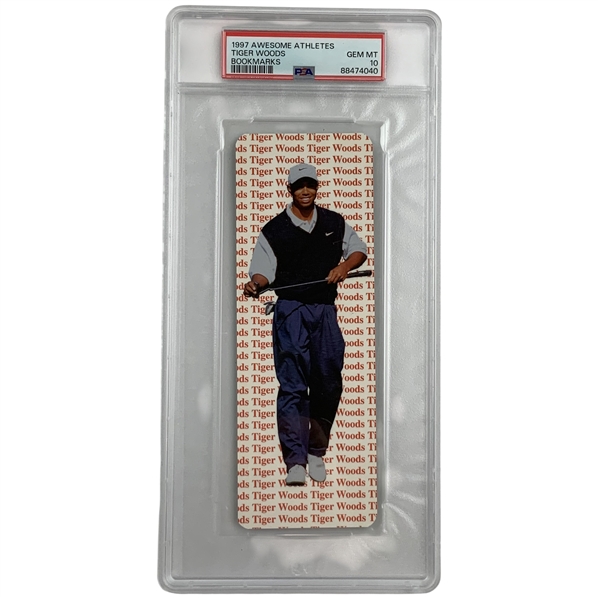 1997 Awesome Athletes Bookmarks Tiger Woods PSA GEM MT 10