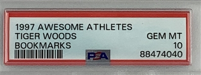 1997 Awesome Athletes Bookmarks Tiger Woods PSA GEM MT 10