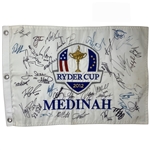Both Team Signed 2012 Ryder Cup Medinah Country Club Flag JSA ALOA