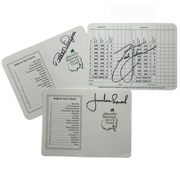 Spieth, Langer & Johnson Signed ANGC Scorecards JSA ALOA