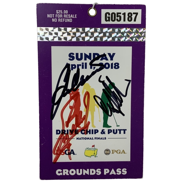 3 Master Champs Signed 2018 Drive Chip & Putt National Augusta National Ticket JSA ALOA