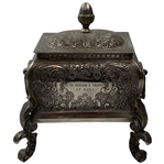 10th Hassan II Trophy of Golf Silver-Plated Footed Ornate Player Gift Jewelry Box