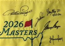 Scotty Scheffler & 15 Champs Signed 2026 Masters Tournament Embroidered Flag JSA ALOA