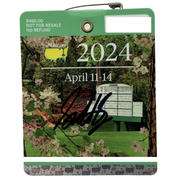 Scottie Scheffler Signed 2024 Masters Tournament Series Badge JSA ALOA