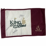 Arnold Palmer and Jack Nicklaus Dual Signed King and Bear World Golf Village Flag JSA ALOA