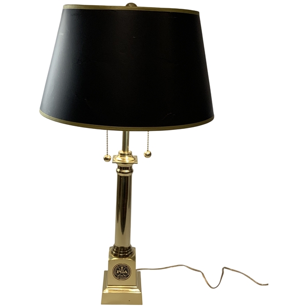 Professional Golfers Association of America Polished Brass Table Lamp with Black Shade