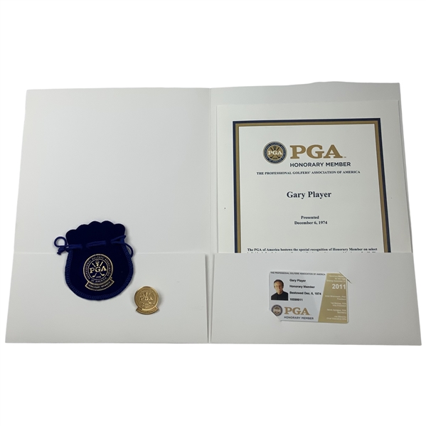 Gary Player PGA of America Honorary Membership Presentation Set with Certificate and 2011 ID Card