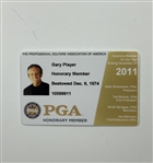 Gary Player PGA of America Honorary Membership Presentation Set with Certificate and 2011 ID Card