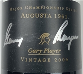 Gary Player Signed Quoin Rock 2004 Vintage Major Championship Series Augusta 1961 Wine Bottle and Brochure JSA ALOA